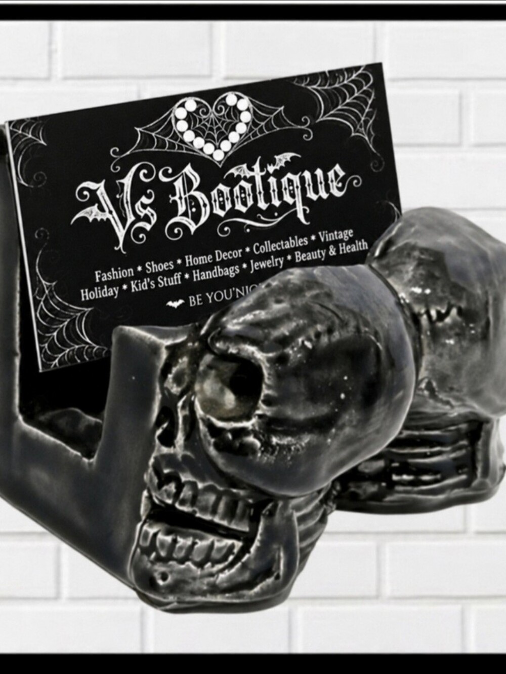 GOTHIC SKULL Business Card Holder, Card Stand, Beautiful, Unique Limited